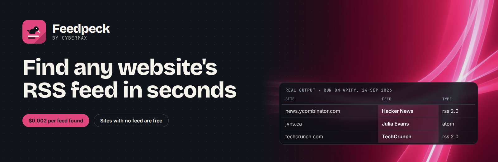 Feedpeck API banner