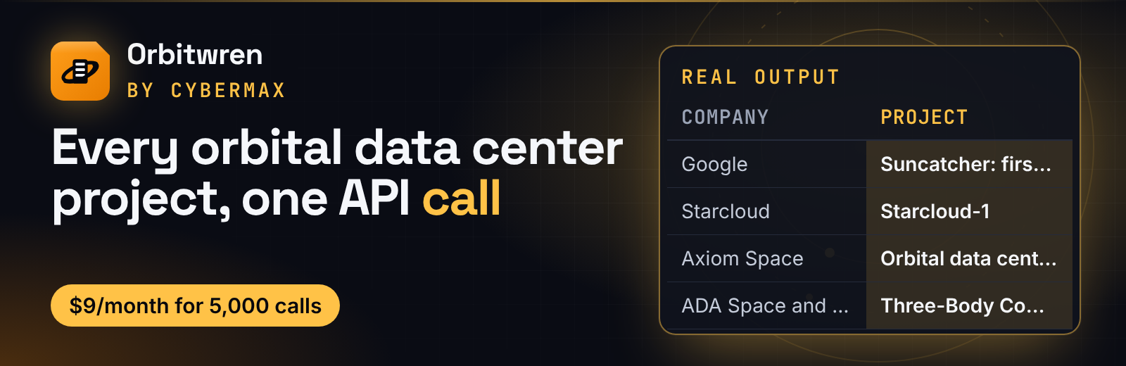 Orbitwren API banner