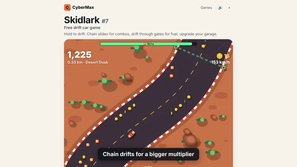 Skidlark, a free drift driving game