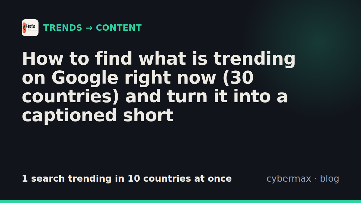 How to find what is trending on Google right now (30 countries) and turn it into a captioned short