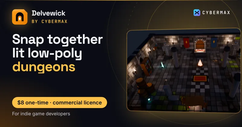 Delvewick Dungeon Kit: Snap together lit low-poly dungeons