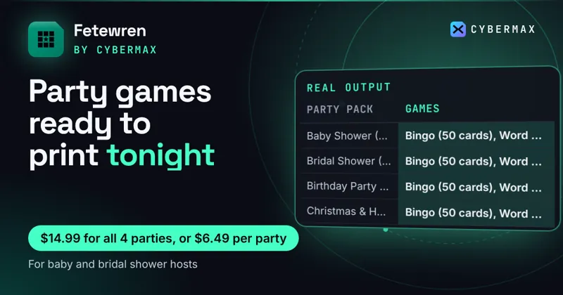 Fetewren Shower & Party Games: Party games ready to print tonight