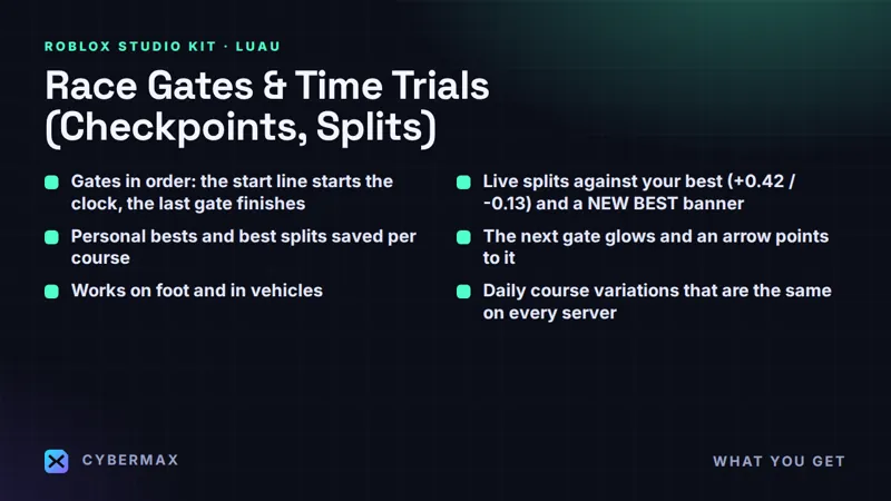 Gatewren Race Gates & Time Trials: Race checkpoints and time trials for Roblox, exploit-checked