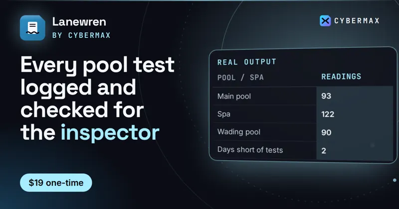 Lanewren Commercial Pool & Spa Chemistry Log: Every pool test logged and checked for the inspector