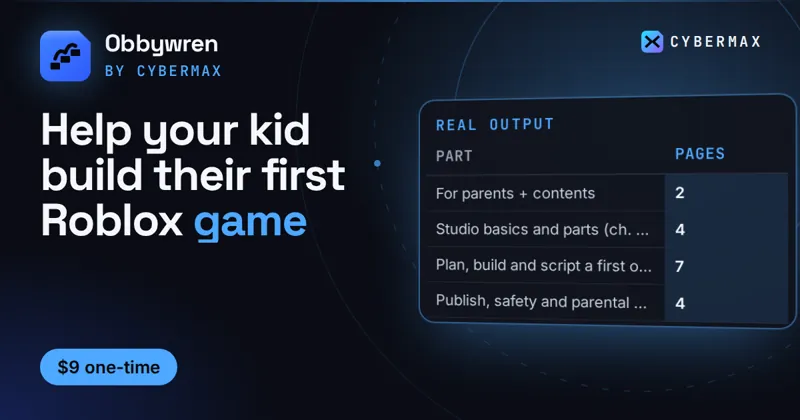 Obbywren: Make Your First Roblox Game: Help your kid build their first Roblox game