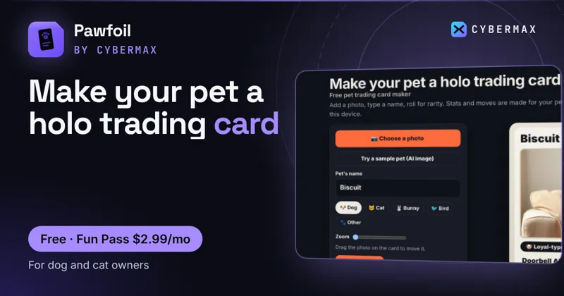 Pawfoil (full game): Make your pet a holo trading card