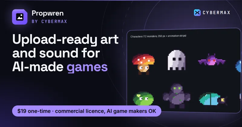 Propwren Creator Asset Pack: Upload-ready art and sound for AI-made games