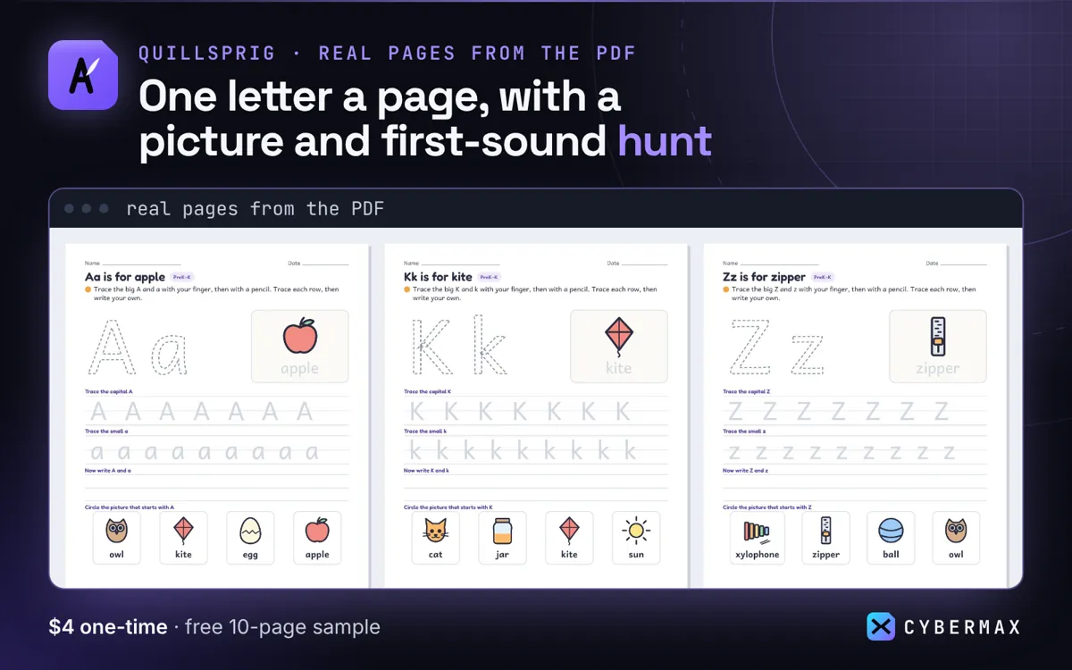 Quillsprig Alphabet Tracing Pack: image 2