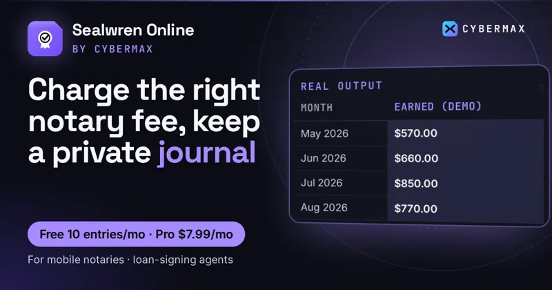 Sealwren: Charge the right notary fee, keep a private journal
