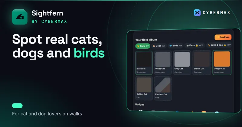 Sightfern Explorer Pack: Spot real cats, dogs and birds