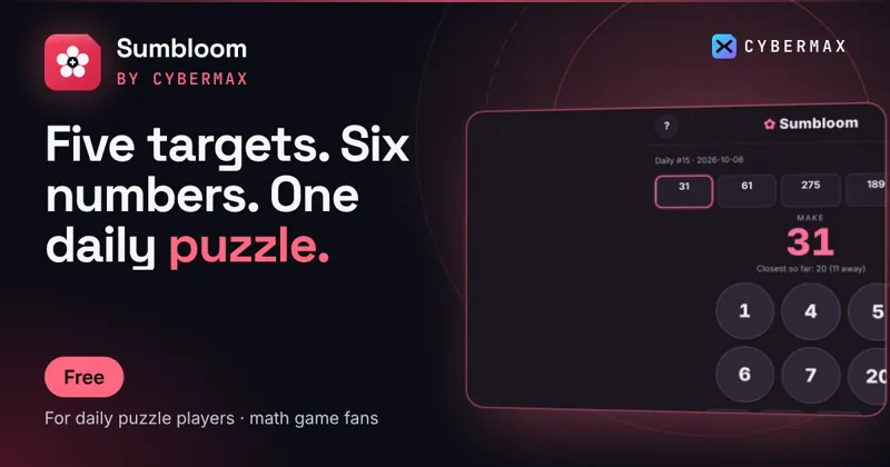 Sumbloom Expert: Five targets. Six numbers. One daily puzzle.