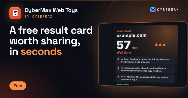 CyberMax Web Toys: A free result card worth sharing, in seconds